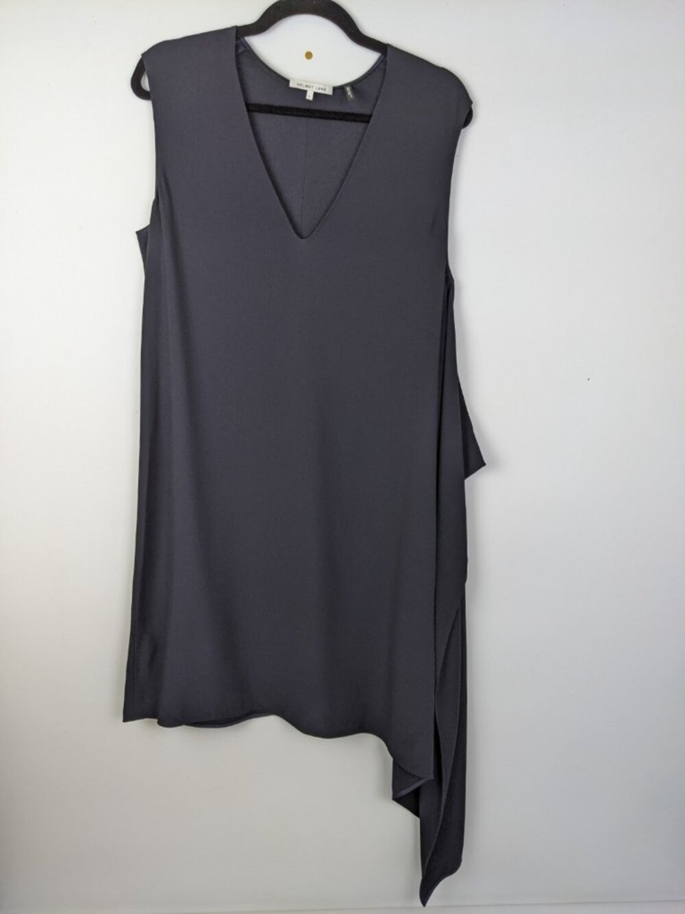 Helmut Lang Asymmetrical V Neck Sleeveless Top Womens Size Large Navy Blue